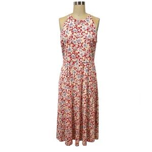 CHAPS Floral Halter Neck Sleeveless Midi Dress size Large summertime feminine